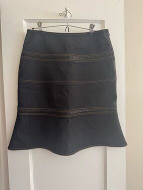 Etcetera Black A-Line Denim Skirt with Contrast Stitching
